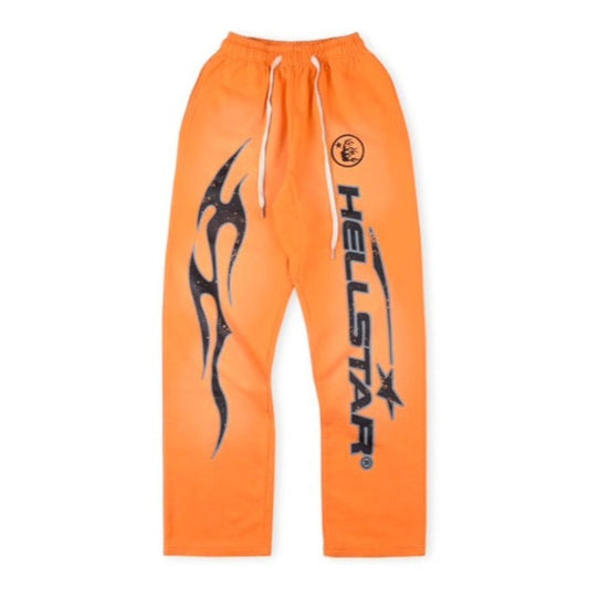 Hellstar Flame Flare Sweatpants Orange 2024 New