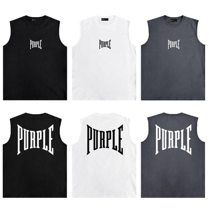 PURPLE-Purple Sleeveless T-Shirt  0002