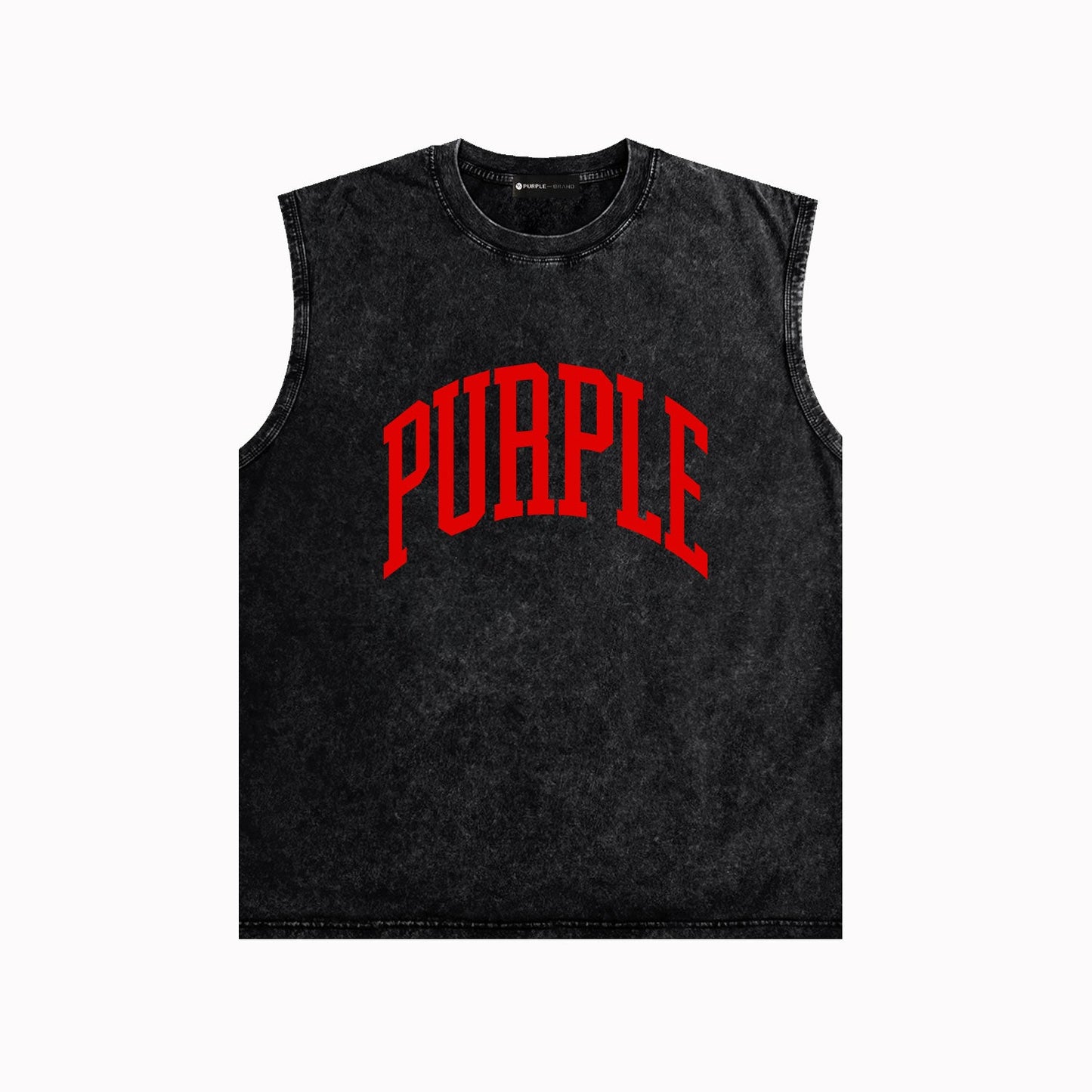 PURPLE-Purple Make Old Sleeveless T-Shirt ZJBPUR079#