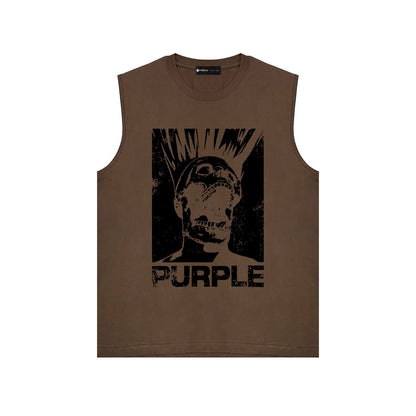 PURPLE-Purple Sleeveless T-Shirt  BPUR099#