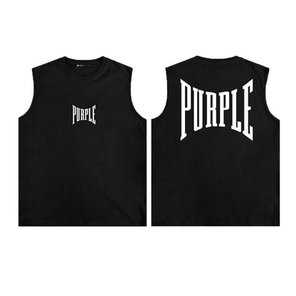 PURPLE-Purple Sleeveless T-Shirt  0002