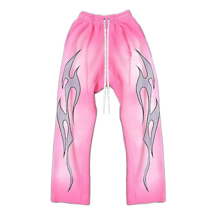 Hellstar Flame Sweatpants Pink 2024 New