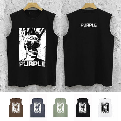 PURPLE-Purple Sleeveless T-Shirt  BPUR099#